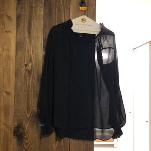 Ann Taylor black polyester blouse